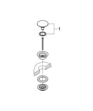 Waste set met push open plug