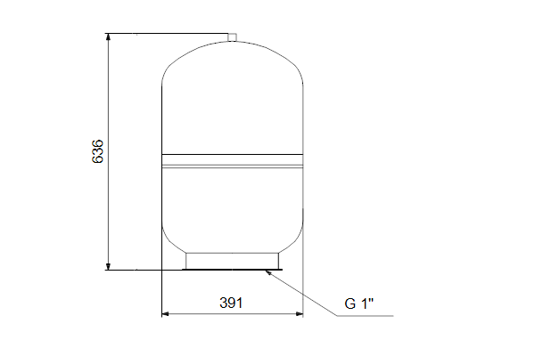 Drukvat GT-H-60 PN10 G1 V, verticaal, diaphragma