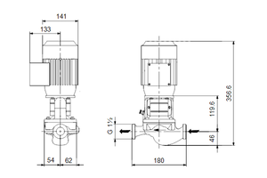 Inlinepomp TP 25-50/2-A-O-I-BQQE 0.12kW 1X230 50Hz