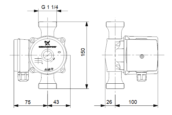 Tapwater circulatiepomp UP 20-15N 150 1X230V 50Hz