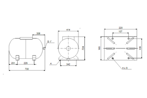 Drukvat GT-H-80 PN10 G1 H, horizontaal, met voet en p.stand, diaph.