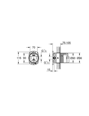Rainshower universele inbouwbox, 1/2"