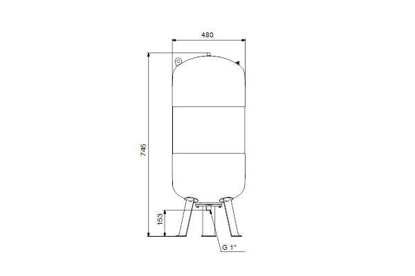 Drukvat GT-U-80 PN10 G1" V, verticaal, balg