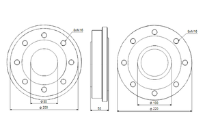 Connecting piece set PN16 DN100x80-2x55mm