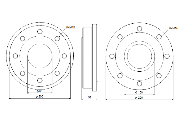 Connecting piece set PN16 DN100x80-2x55mm