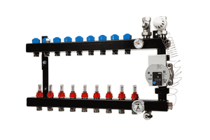 In-line verdeler 9-groeps met pomp WILO Para, aansl.3/4"M.IN