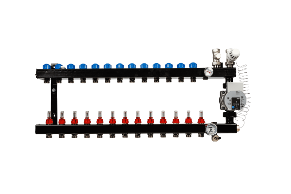 In-line verdeler 12-groeps met pomp WILO Para, aansl.3/4"M.IN