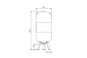 Drukvat GT-U-500 PN10 G1¼" V, verticaal, balg