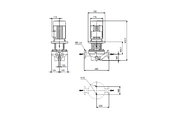 Inlinepomp TP 100-120/2-A-F-A-BQQE 2.2kW 400D 50Hz