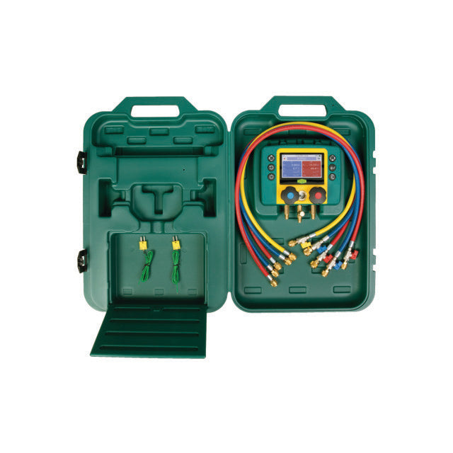 REFMATE-2-CA Digitale manometer met 2 K-thermokoppel draadvoelers envulslangenset met kogelkranen 1/4" SAE 150cm in een hardplastic koffer (4688125)