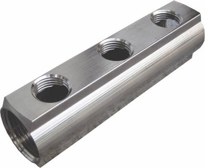 VERDELER MESSING VERNIKKELD 4/4" - 9 GATEN 1/2