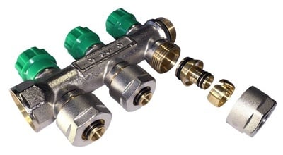 VERDELER 3/4" - 2 x 16/2 MM GROEN COMPACT