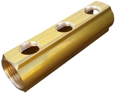 VERDELER MESSING  4/4" - 7 GATEN 1/2 + 3/8"